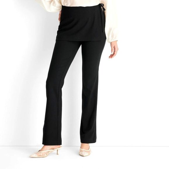 Future Collective Pants - Future Collective Women's Mid-Rise Straight Leg Two-Fer Tailored Pants - Size 8